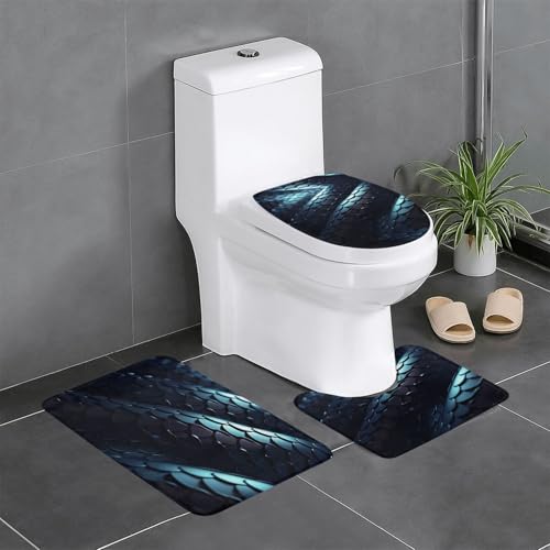 3D-Schlangen-Tapete, 3-teiliges Badezimmerteppich-Set, Badteppiche, Badezimmermatten, U-förmige WC-Vorleger, O-förmiger Deckelbezug 3D-Schlangen-Tapete, 3-teiliges Badezimmerteppich-Set, Badteppiche, Badezimmermatten, U-förmige WC-Vorleger, O-förmiger Deckelbezug von LEVNDIEJ