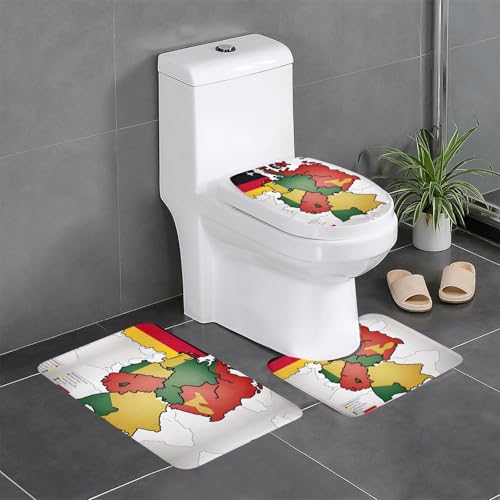 Abstrakte deutsche Flagge Map01 Druck 3-teiliges Badezimmerteppich-Set Badteppiche Badezimmermatten U-förmige WC-Vorleger O-förmiger Deckelbezug Abstrakte deutsche Flagge Map01 Druck 3-teiliges Badezimmerteppich-Set Badteppiche Badezimmermatten U-förmige WC-Vorleger O-förmiger Deckelbezug von LEVNDIEJ