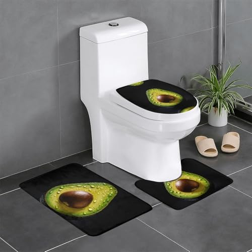 Avocado-Druck, 3-teiliges Badezimmerteppich-Set, Badteppiche, Badezimmermatten, U-förmiger WC-Vorleger, O-förmiger Deckelbezug Avocado-Druck, 3-teiliges Badezimmerteppich-Set, Badteppiche, Badezimmermatten, U-förmiger WC-Vorleger, O-förmiger Deckelbezug von LEVNDIEJ
