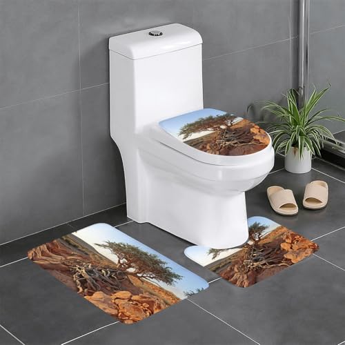 Badteppich-Set, Motiv: Lama, Kaktus, Wüstenpflanze, 3-teilig, Badteppich, Badezimmermatten, U-förmiger WC-Vorleger, O-förmiger Deckelbezug Badteppich-Set, Motiv: Lama, Kaktus, Wüstenpflanze, 3-teilig, Badteppich, Badezimmermatten, U-förmiger WC-Vorleger, O-förmiger Deckelbezug von LEVNDIEJ