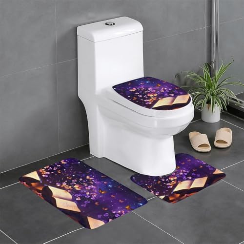 Badteppich-Set mit Schmetterlingsdruck, 3-teilig, Badteppiche, Badezimmermatten, U-förmiger WC-Vorleger, O-förmiger Deckelbezug Badteppich-Set mit Schmetterlingsdruck, 3-teilig, Badteppiche, Badezimmermatten, U-förmiger WC-Vorleger, O-förmiger Deckelbezug von LEVNDIEJ