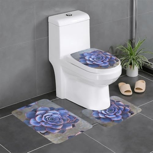 Badteppich-Set mit hübschem Sukkulenten-Druck, 3-teilig, Badteppich, Badezimmermatten, U-förmiger WC-Vorleger, O-förmiger Deckelbezug Badteppich-Set mit hübschem Sukkulenten-Druck, 3-teilig, Badteppich, Badezimmermatten, U-förmiger WC-Vorleger, O-förmiger Deckelbezug von LEVNDIEJ