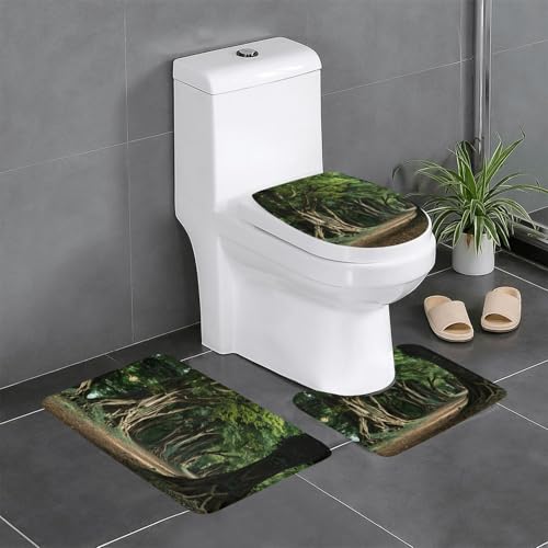 Baum-Kunstdruck 3-teiliges Badezimmerteppich-Set, Badteppiche, Badezimmermatten, U-förmiger WC-Vorleger, O-förmiger Deckelbezug Baum-Kunstdruck 3-teiliges Badezimmerteppich-Set, Badteppiche, Badezimmermatten, U-förmiger WC-Vorleger, O-förmiger Deckelbezug von LEVNDIEJ