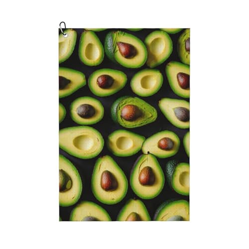 LEVNDIEJ Avocado-Muster Druck Golf-Handtuch Waffel Golf-Handtücher für Golftaschen 40,6 x 61 cm Sportfans Golftaschen-Zubehör von LEVNDIEJ