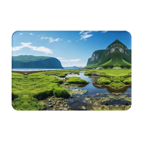 LEVNDIEJ Fußmatte Norwegen Fjord Natur Umhang Druck Willkommens-Fußmatten für den Innenbereich, Eingang, Fußmatten, für Haustür, Garage von LEVNDIEJ