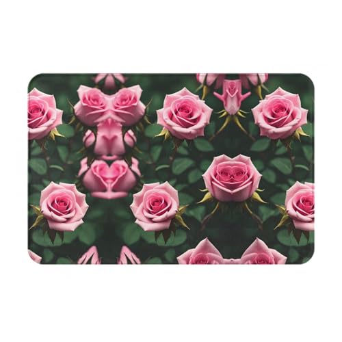LEVNDIEJ Fußmatte mit rosa Rosen und Blumen, für den Außenbereich, Eingang, Fußmatten, für Eingang, Haustür, Garage von LEVNDIEJ