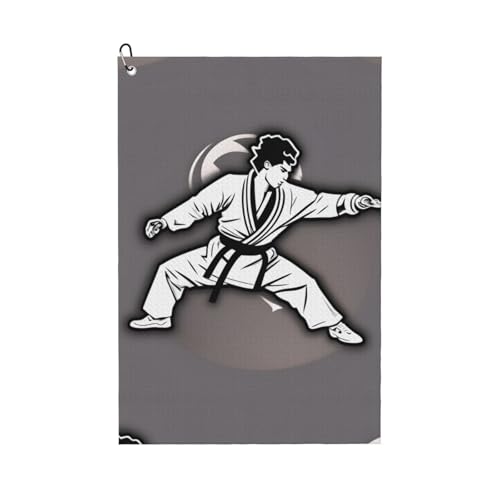 LEVNDIEJ Golf-Handtuch mit Karate-Highkick-Icon-Druck, Waffelmuster, für Golftaschen, 40,6 x 61 cm, Sport-Fans, Golftaschen-Zubehör von LEVNDIEJ