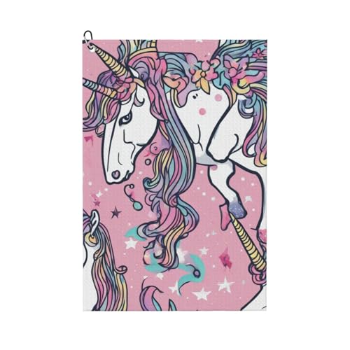 LEVNDIEJ Unicorn Design01 Golf-Handtuch, Waffelmuster, für Golftaschen, 40,6 x 61 cm, Sportfans, Golftaschen-Zubehör von LEVNDIEJ