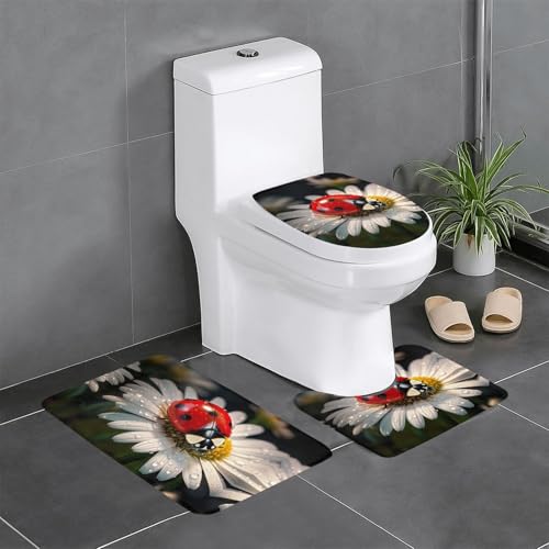 Ladybug Blumendruck 3-teiliges Badezimmerteppich-Set Badteppiche Badezimmermatten U-förmige WC-Vorleger O-förmiger Deckelbezug Ladybug Blumendruck 3-teiliges Badezimmerteppich-Set Badteppiche Badezimmermatten U-förmige WC-Vorleger O-förmiger Deckelbezug von LEVNDIEJ