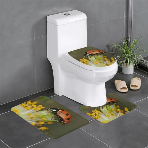 Ladybug Print 3-teiliges Badezimmerteppich-Set Badteppiche Badezimmermatten U-förmige WC-Vorleger O-förmiger Deckelbezug Ladybug Print 3-teiliges Badezimmerteppich-Set Badteppiche Badezimmermatten U-förmige WC-Vorleger O-förmiger Deckelbezug von LEVNDIEJ