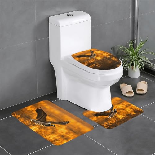 Loon Nature 3-teiliges Badezimmerteppich-Set mit Vogelmotiv, Badteppiche, Badezimmermatten, U-förmiger Toilettenvorleger, O-förmiger Deckelbezug Loon Nature 3-teiliges Badezimmerteppich-Set mit Vogelmotiv, Badteppiche, Badezimmermatten, U-förmiger Toilettenvorleger, O-förmiger Deckelbezug von LEVNDIEJ