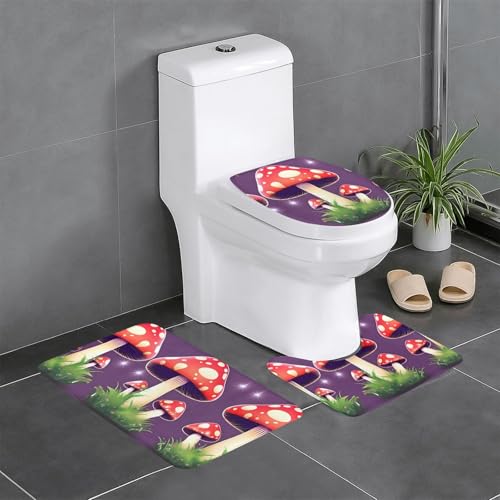 Magic Red Mushroom Print 3-teiliges Badezimmerteppich-Set, Badteppiche, Badezimmermatten, U-förmiger WC-Vorleger, O-förmiger Deckelbezug Magic Red Mushroom Print 3-teiliges Badezimmerteppich-Set, Badteppiche, Badezimmermatten, U-förmiger WC-Vorleger, O-förmiger Deckelbezug von LEVNDIEJ