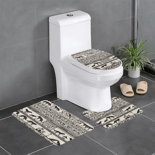 Wolf Motive Construct04 Druck 3 teilig Badezimmer Teppich Set Badvorleger Badvorleger U-Förmige Toilettenvorleger O-Form Deckelbezug von LEVNDIEJ