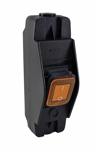 Geräte Schnurschalter in schwarz, robustes Gehäuse mit auswechselbarem, wasserdichtem Wippschalter Ein-Aus 16A 250V~, gelb beleuchtet von LEVSEB