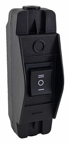Geräte Schnurschalter in schwarz, robustes Gehäuse mit auswechselbarem Wippschalter, Wechselschalter ein-aus-ein 16A 250V~, schwarz unbeleuchtet von LEVSEB