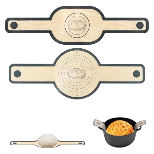 LEWBDF 2 Stück Silikon Backmatte für Dutch Oven, Silikon Backmatte Brot, Wiederverwendbare Backmatte Brot, Brotbackmatte, Dauerbackmatte Brot, Leicht Zu Reinigen für Brottopf, Teigmatte von LEWBDF