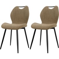 2er Set Esszimmerstühle, Küchenstühle, Wohnzimmerstühle mit Stoff-Rückenlehne und Metallbeinen, Braun 2er Set Esszimmerstühle, Küchenstühle, Wohnzimmerstühle mit Stoff-Rückenlehne und Metallbeinen, Braun von LEWE
