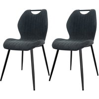 2er Set Esszimmerstühle, Küchenstühle, Wohnzimmerstühle mit Stoff-Rückenlehne und Metallbeinen, Dunkelgrau 2er Set Esszimmerstühle, Küchenstühle, Wohnzimmerstühle mit Stoff-Rückenlehne und Metallbeinen, Dunkelgrau von LEWE