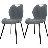 Lewe - 2er Set Esszimmerstühle, Küchenstühle, Wohnzimmerstühle mit Stoff-Rückenlehne und Metallbeinen, Grau von LEWE