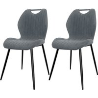 2er Set Esszimmerstühle, Küchenstühle, Wohnzimmerstühle mit Stoff-Rückenlehne und Metallbeinen, Grau 2er Set Esszimmerstühle, Küchenstühle, Wohnzimmerstühle mit Stoff-Rückenlehne und Metallbeinen, Grau von LEWE