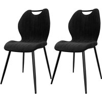 2er Set Esszimmerstühle, Küchenstühle, Wohnzimmerstühle mit Stoff-Rückenlehne und Metallbeinen, Schwarz 2er Set Esszimmerstühle, Küchenstühle, Wohnzimmerstühle mit Stoff-Rückenlehne und Metallbeinen, Schwarz von LEWE