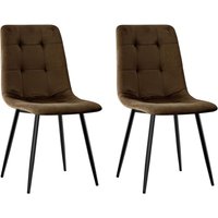2er Set Esszimmerstühle, Polsterstuhl Stühle mit Samtstoff und Metallbeinen , Braun 2er Set Esszimmerstühle, Polsterstuhl Stühle mit Samtstoff und Metallbeinen , Braun von LEWE