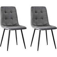 Lewe - 2er Set Esszimmerstühle, Polsterstuhl Stühle mit Samtstoff und Metallbeinen , Dunkelgrau von LEWE