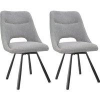 2er Set Lambswool-Esszimmerstühle - Rückenlehne mit hohlem Design ohne Armlehne - Langlebige schwarze Metallbeine - Grey von LEWE