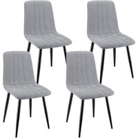 4er Set Esszimmerstühle, Gepolsterte Stühle mit Leinenstoff und Metallbeinen, Streifendesign - Grau 4er Set Esszimmerstühle, Gepolsterte Stühle mit Leinenstoff und Metallbeinen, Streifendesign - Grau von LEWE