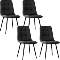 Lewe - 4er Set Esszimmerstühle, Polsterstuhl Stühle mit Samtstoff und Metallbeinen , Schwarz von LEWE