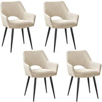 4er Set Esszimmerstühle,Armlehnstuhl mit Metallbeine,Polsterstuhl mit Samtigem Gefühl,Beige - Lewe von LEWE