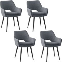 Lewe - 4er Set Esszimmerstühle,Armlehnstuhl mit Metallbeine,Polsterstuhl mit Samtigem Gefühl,Grau Lewe - 4er Set Esszimmerstühle,Armlehnstuhl mit Metallbeine,Polsterstuhl mit Samtigem Gefühl,Grau von LEWE