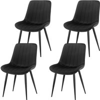 Lewe - 4er Set Esszimmerstühle,Samt Polesterstuhl,Robuste Metallbeine,Modernes Streifendesign - Schwarz von LEWE