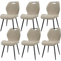 6er Set Esszimmerstühle, Küchenstühle, Wohnzimmerstühle mit Stoff-Rückenlehne und Metallbeinen, Beige 6er Set Esszimmerstühle, Küchenstühle, Wohnzimmerstühle mit Stoff-Rückenlehne und Metallbeinen, Beige von LEWE
