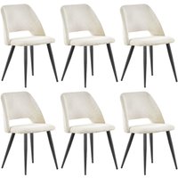 6er Set Esszimmerstühle,Küchenstuhl mit Unabhängige Beine,Kordsamt Gepolsterter Stuhl - Beige - Lewe von LEWE