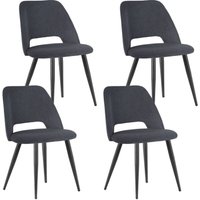 Lewe - 6er Set Esszimmerstühle,Küchenstuhl mit Unabhängige Beine,Kordsamt Gepolsterter Stuhl - Schwarz von LEWE