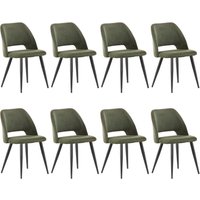 Lewe - 8er Set Esszimmerstühle,Küchenstuhl mit Unabhängige Beine,Kordsamt Gepolsterter Stuhl - Grün Lewe - 8er Set Esszimmerstühle,Küchenstuhl mit Unabhängige Beine,Kordsamt Gepolsterter Stuhl - Grün von LEWE