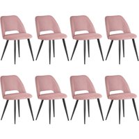 8er Set Esszimmerstühle,Küchenstuhl mit Unabhängige Beine,Kordsamt Gepolsterter Stuhl - Rosa - Lewe von LEWE