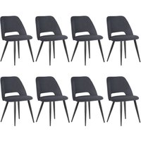 Lewe - 8er Set Esszimmerstühle,Küchenstuhl mit Unabhängige Beine,Kordsamt Gepolsterter Stuhl - Schwarz von LEWE