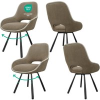 Esszimmerstühle 4er Set,180° Drehstuhl,Stühle Esszimmer mit Armlehnen Rückenlehne, Esszimmer Wohnzimmer Stuhl, Braun - Lewe von LEWE