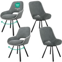 Esszimmerstühle 4er Set,180° Drehstuhl,Stühle Esszimmer mit Armlehnen Rückenlehne, Esszimmer Wohnzimmer Stuhl, Grau - Lewe von LEWE