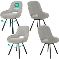 Esszimmerstühle 4er Set,180° Drehstuhl,Stühle Esszimmer mit Armlehnen Rückenlehne, Esszimmer Wohnzimmer Stuhl, Hellgrau - Lewe von LEWE