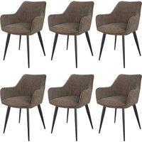 Esszimmerstühle 6er Set, Ergonomisch Polsterstuhl, Küchenstühle mit Armlehne, Metallbeine, Breitere Sitzfläche, Braun - Lewe Esszimmerstühle 6er Set, Ergonomisch Polsterstuhl, Küchenstühle mit Armlehne, Metallbeine, Breitere Sitzfläche, Braun - Lewe von LEWE