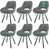 Esszimmerstühle 6er Set,180° Drehstuhl,Stühle Esszimmer mit Armlehnen Rückenlehne, Esszimmer Wohnzimmer Stuhl, Grau - Lewe Esszimmerstühle 6er Set,180° Drehstuhl,Stühle Esszimmer mit Armlehnen Rückenlehne, Esszimmer Wohnzimmer Stuhl, Grau - Lewe von LEWE