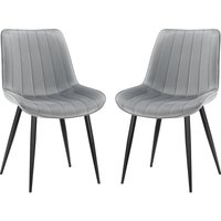 LEWE 2er Set Esszimmerstühle,Samt Polesterstuhl,Robuste Metallbeine,Modernes Streifendesign - Grau LEWE 2er Set Esszimmerstühle,Samt Polesterstuhl,Robuste Metallbeine,Modernes Streifendesign - Grau von LEWE
