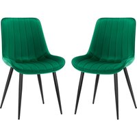 LEWE 2er Set Esszimmerstühle,Samt Polesterstuhl,Robuste Metallbeine,Modernes Streifendesign - Grün LEWE 2er Set Esszimmerstühle,Samt Polesterstuhl,Robuste Metallbeine,Modernes Streifendesign - Grün von LEWE