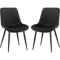 LEWE 2er Set Esszimmerstühle,Samt Polesterstuhl,Robuste Metallbeine,Modernes Streifendesign - Schwarz LEWE 2er Set Esszimmerstühle,Samt Polesterstuhl,Robuste Metallbeine,Modernes Streifendesign - Schwarz von LEWE