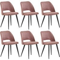 LEWE 6er Set Esszimmerstühle,Küchenstuhl mit Unabhängige Beine,Kordsamt Gepolsterter Stuhl - Rosa von LEWE