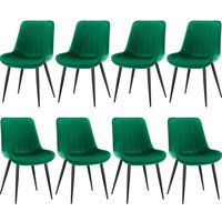 LEWE 8er Set Esszimmerstühle,Samt Polesterstuhl,Robuste Metallbeine,Modernes Streifendesign - Grün von LEWE