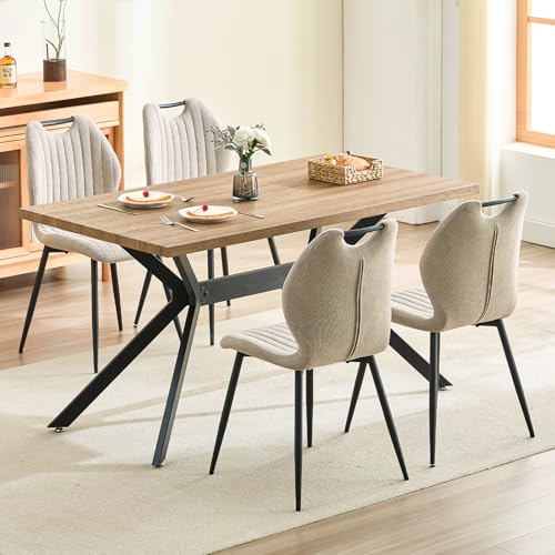 LEWE Essgruppen Esstisch mit 4 Stühlen, 140 x 80 x 76 cm Rechteckig Esstisch aus Holz mit 4 Esszimmerstühle mit Hohe Rückenlehne, Schwarz Eisenbeine, für Küche Esszimmer und Wohnzimmer LEWE Essgruppen Esstisch mit 4 Stühlen, 140 x 80 x 76 cm Rechteckig Esstisch aus Holz mit 4 Esszimmerstühle mit Hohe Rückenlehne, Schwarz Eisenbeine, für Küche Esszimmer und Wohnzimmer von LEWE